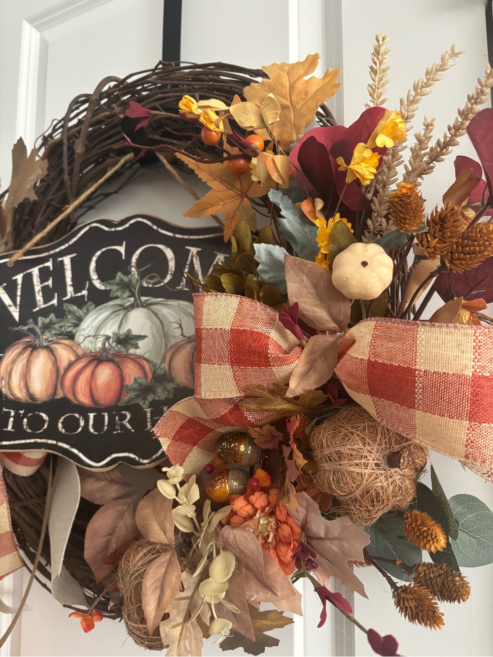 Welcome Fall Pumpkin Harvest Wreath Handmade Grapevine Custom Design Final Sal